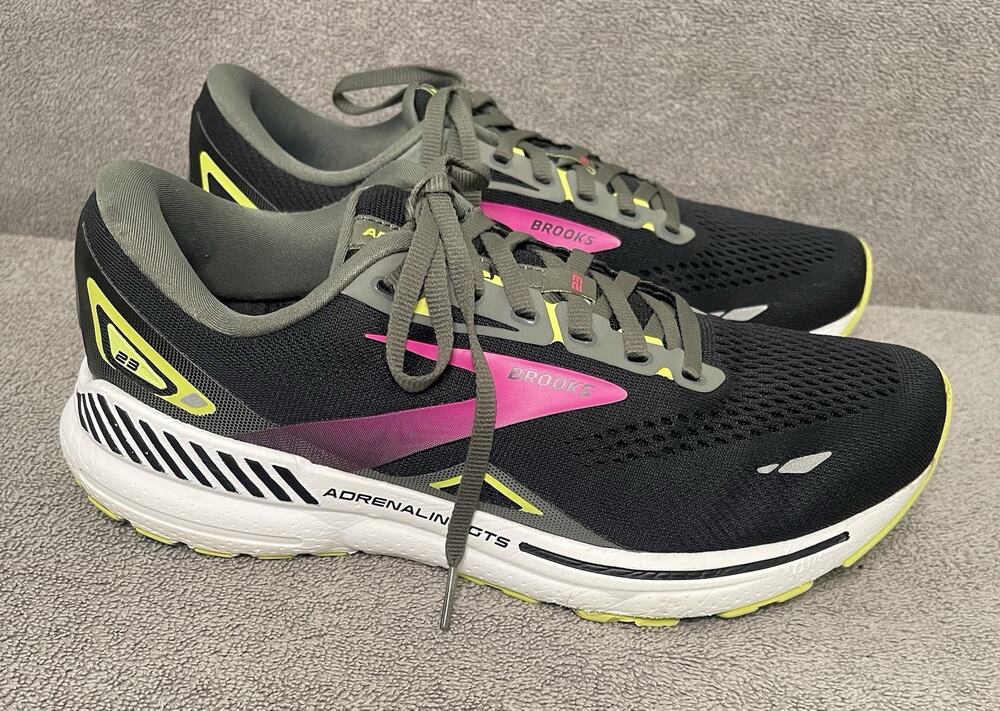 Brooks Adrenaline GTS 23 Women's Running Shoes. Black, Pink, White Size 10